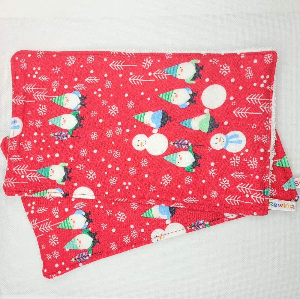 Gnome Kid Washcloth Flannel & Terrycloth hand crafted Christmas Holiday Snowman